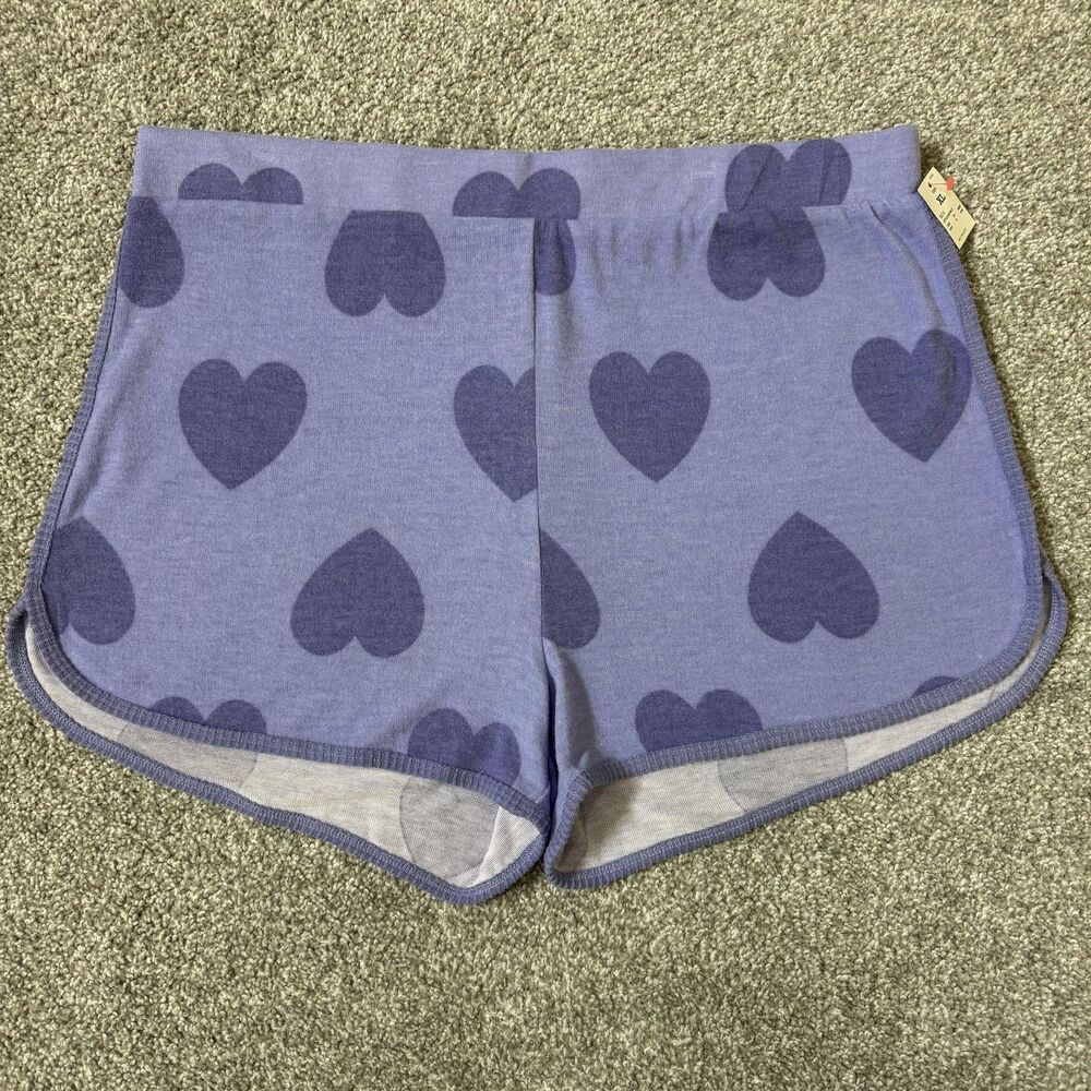 Colsie Sleep Shorts Womens XL Blue Heart Print Soft Jersey Pajama Lounge
